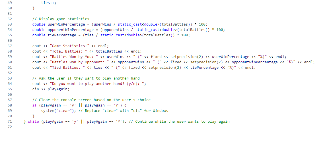 the game. You will be provided with function prototypes to guide your