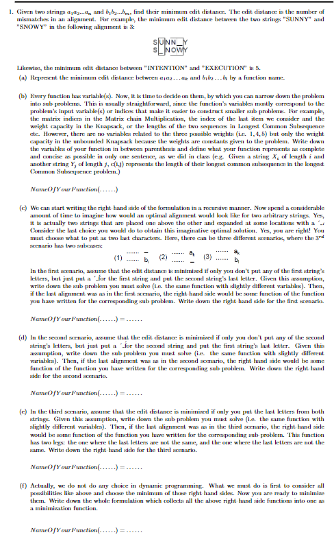  Need help to practice it 1. Given two string a1a2an and