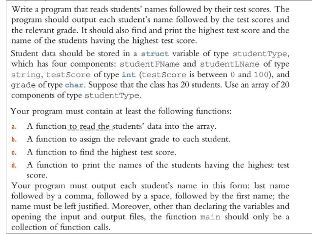 Write teh progrsm in c++ Write a program that reads students' names