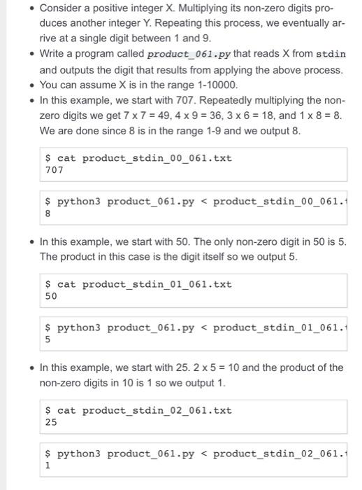  . Consider a positive integer X. Multiplying its non-zero digits pro-