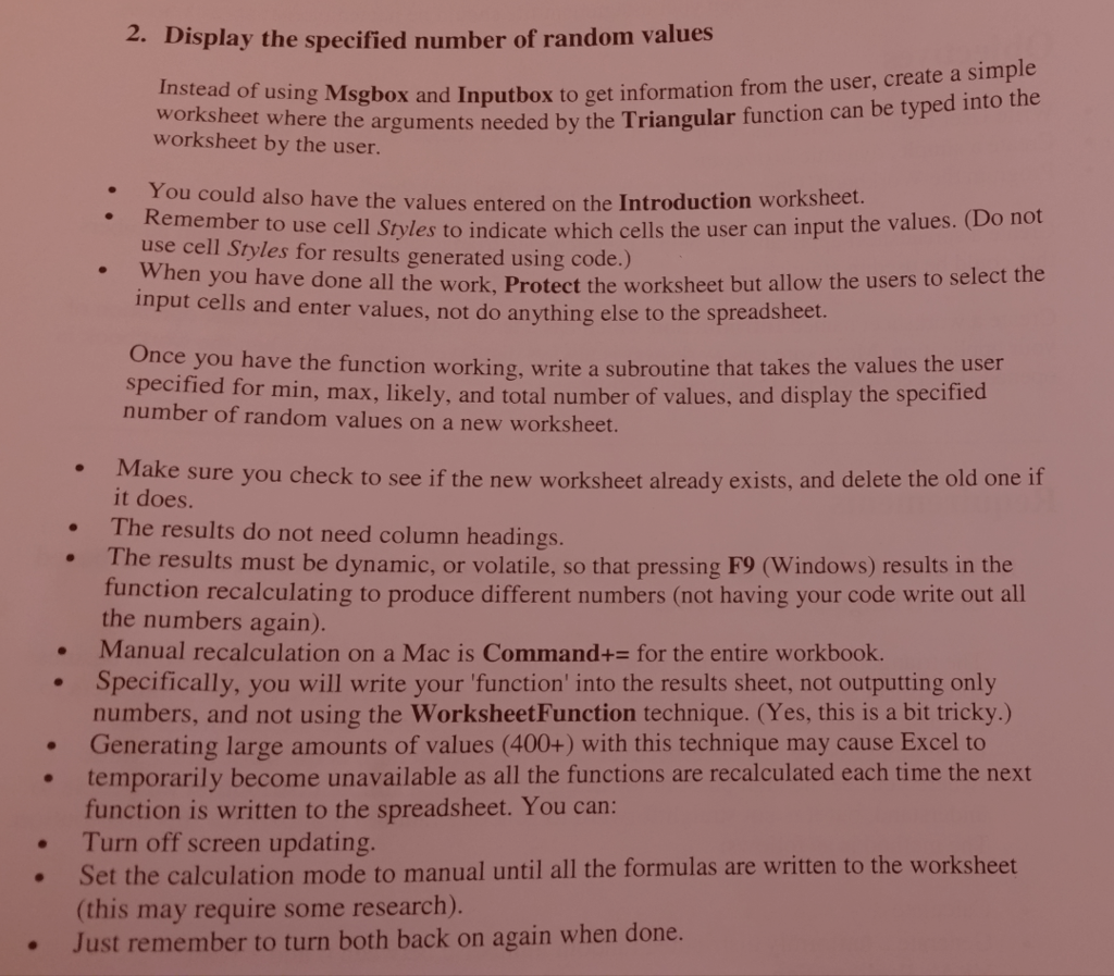 function working, create an histrogram using value between 1 to 100 and