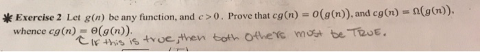  Please show all work kExercise 2 Let g(n) be any function,