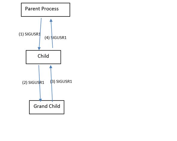 Complete the attached template program with the following process synchronization behavior. This