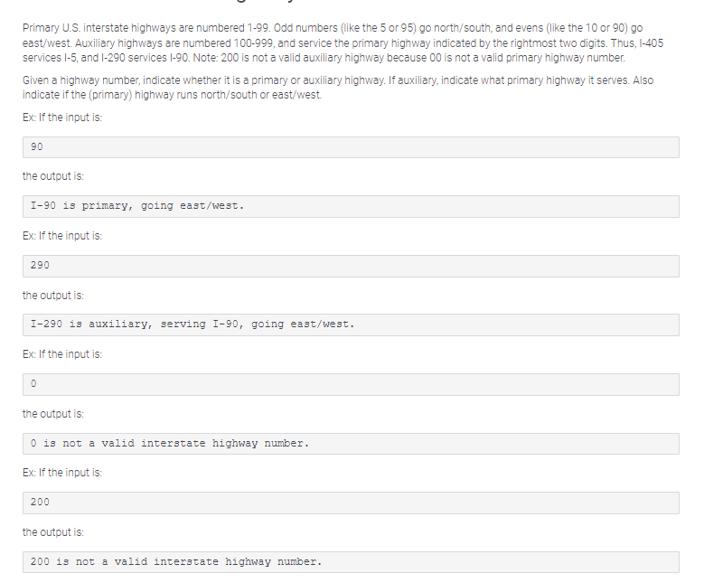 PYTHON PLZ Primary U.S. interstate highways are numbered 1-99. Odd numbers (like