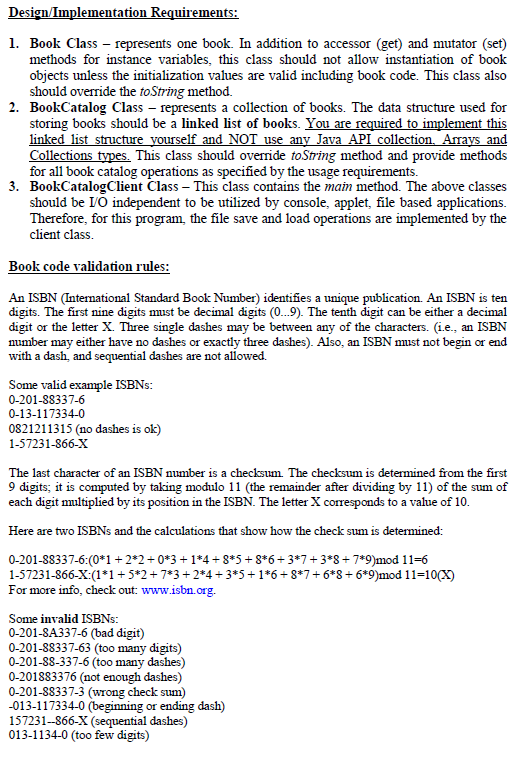 manage a Book Catalog. The catalog would contain a collection of books,