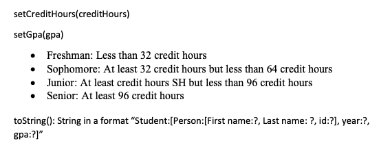 Write down the classes as described in the class diagram. The fields