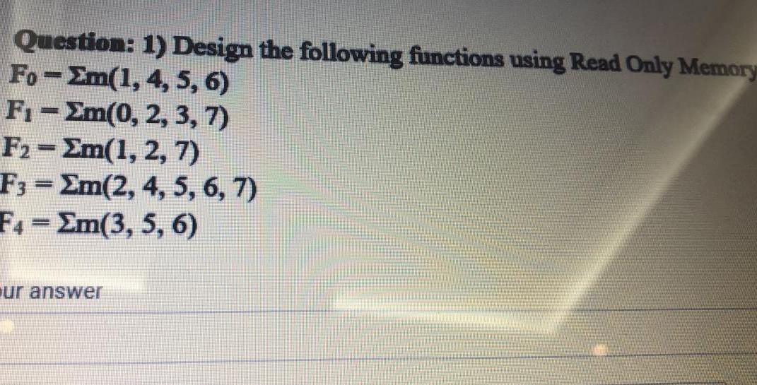  Do it asap Question: 1) Design the following functions using Read