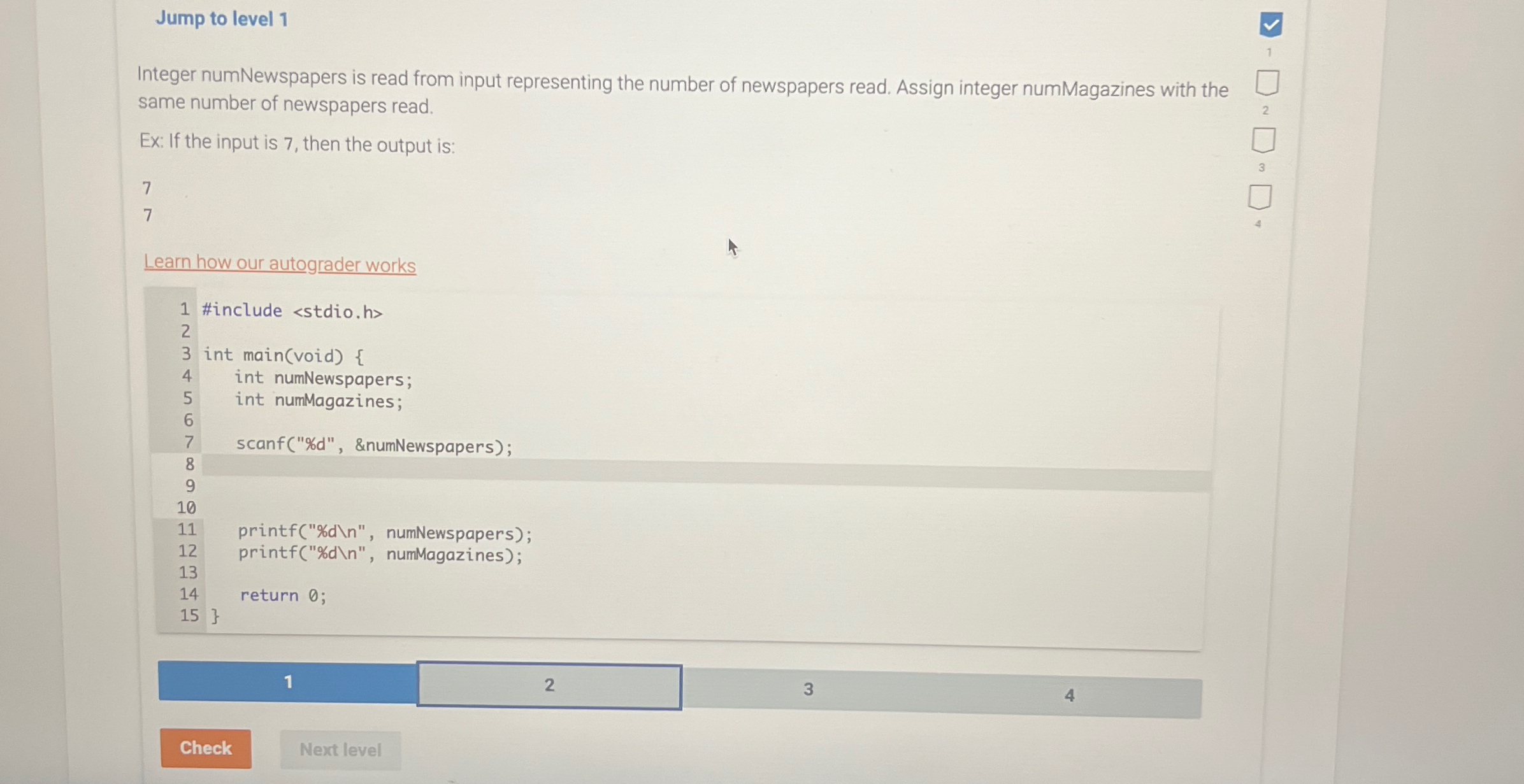  Jump to level 1 Integer numNewspapers is read from input representing