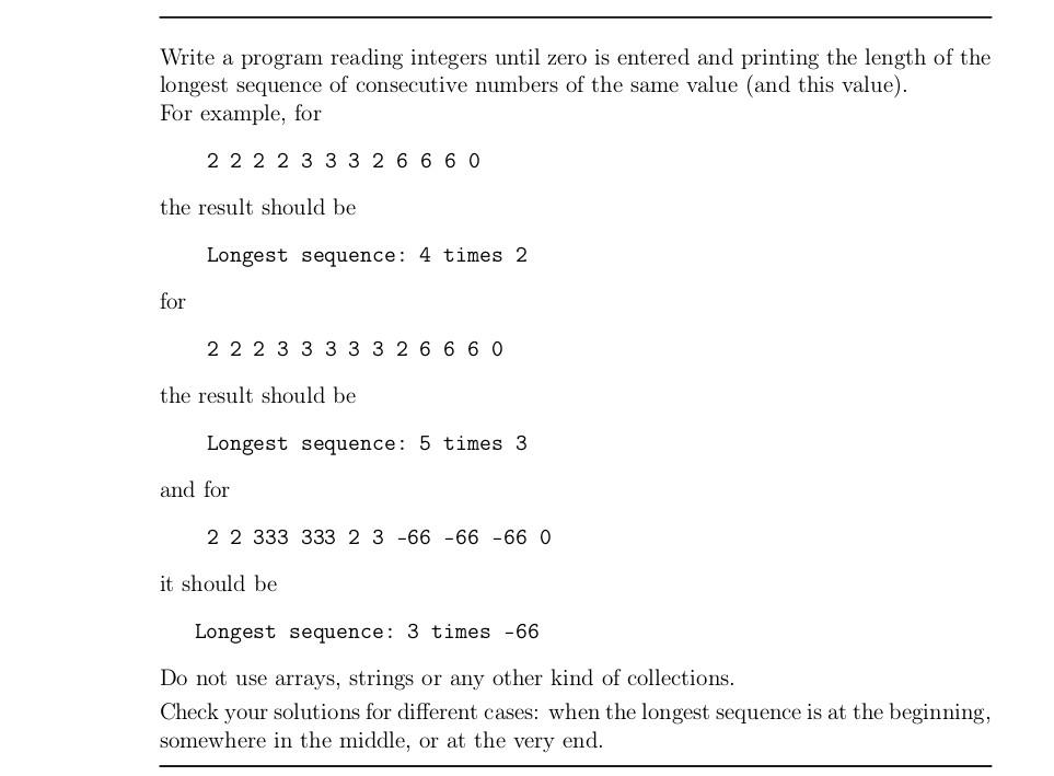  using Java programming language Do not use arrays, strings or any