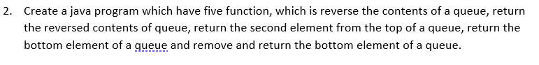  2. Create a java program which have five function, which is
