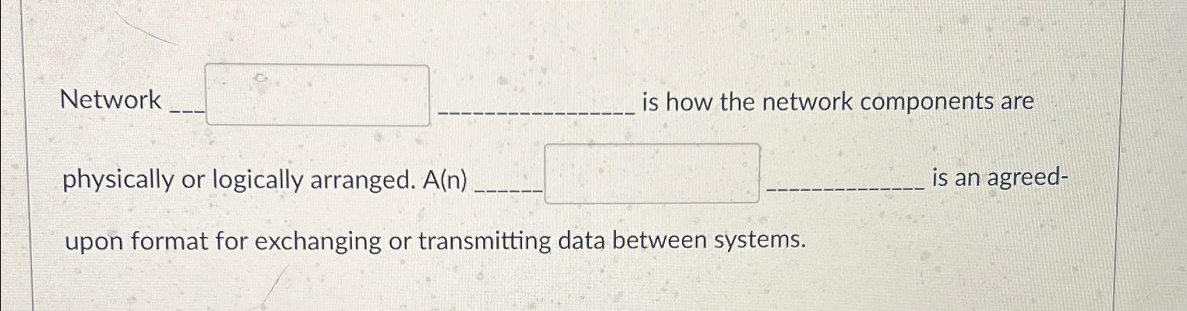  Network is how the network components are physically or logically arranged.