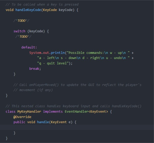 starter code does not react to key presses, because we haven't defined