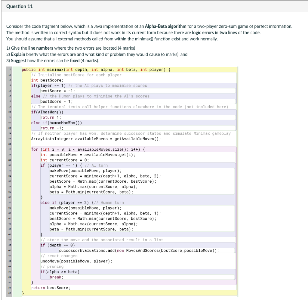  Consider the code fragment below, which is a Java implementation of