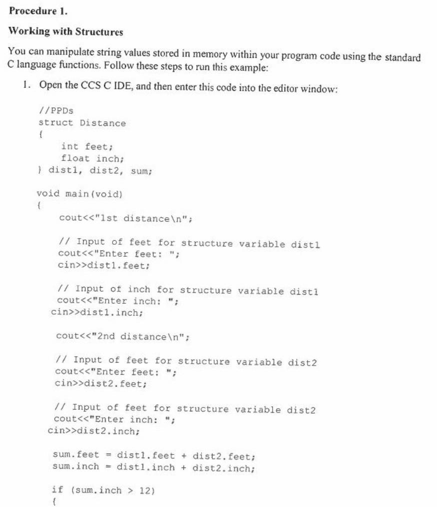  cedure 1. rking with Structures can manipulate string values stored in