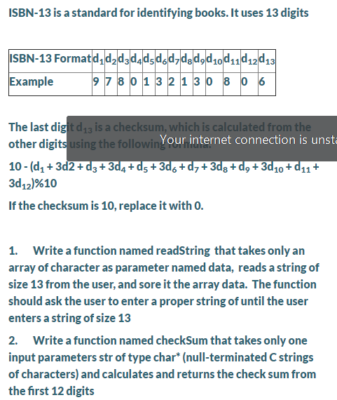  solve using c program only #c ISBN-13 is a standard for
