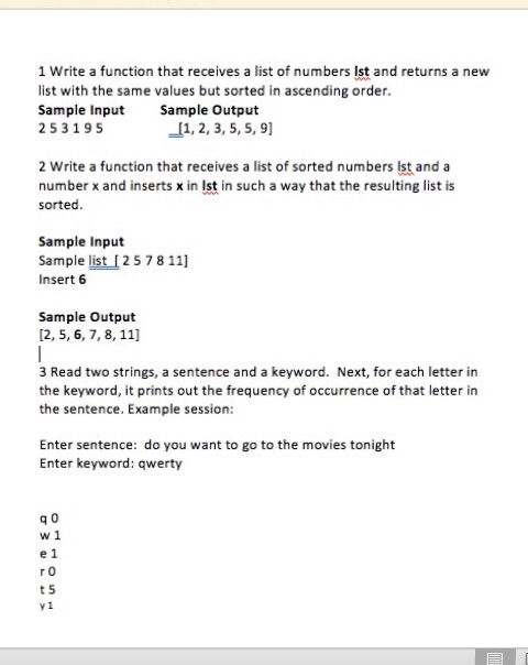  Phyton programing 1 Write a function that receives a list of