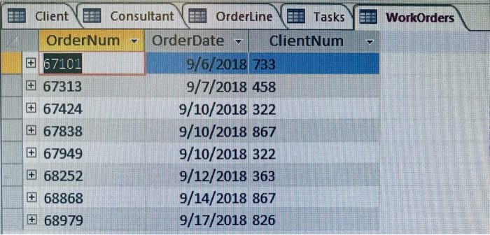7. List the number and name of all clients represented by Sarah