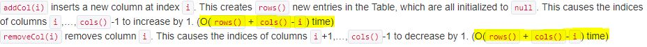 + col()-j) instead of O(row() *(col() -j)) time. import java.util.List; import java.util.ArrayList;