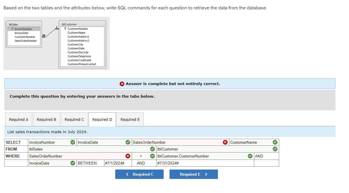  Please Help Based on the two tables and the attributes below,