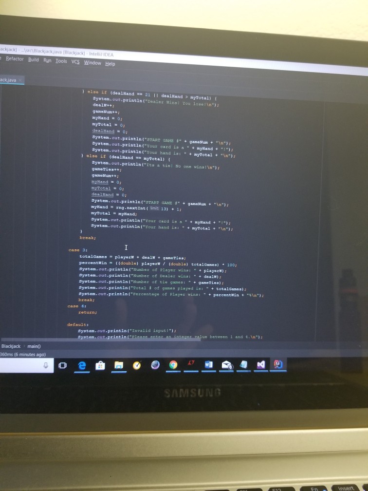 it looks when I run my code. te Code Analyge Sefactor Build