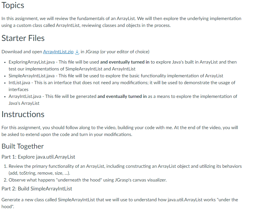  ArrayIntList.java: public class ArrayIntList implements IntList{ private int[] data; // array