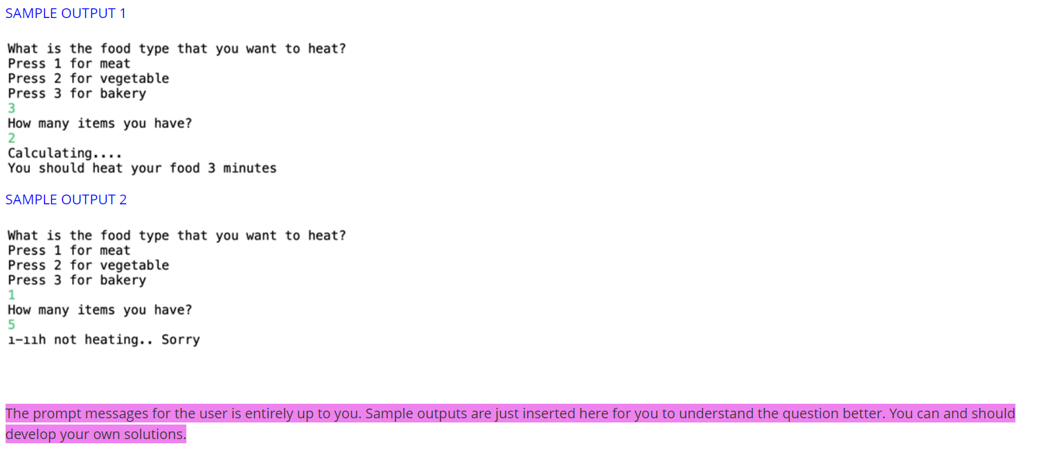 (16 points) Assume that you own a smart microwave. It can arrange