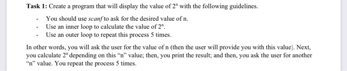  Task 1: Create a program that will display the value of