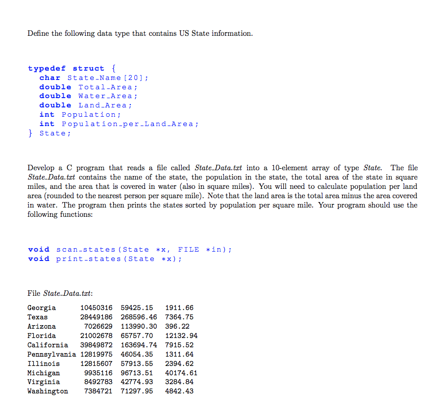 Please write in C programming Define the following data type that contains