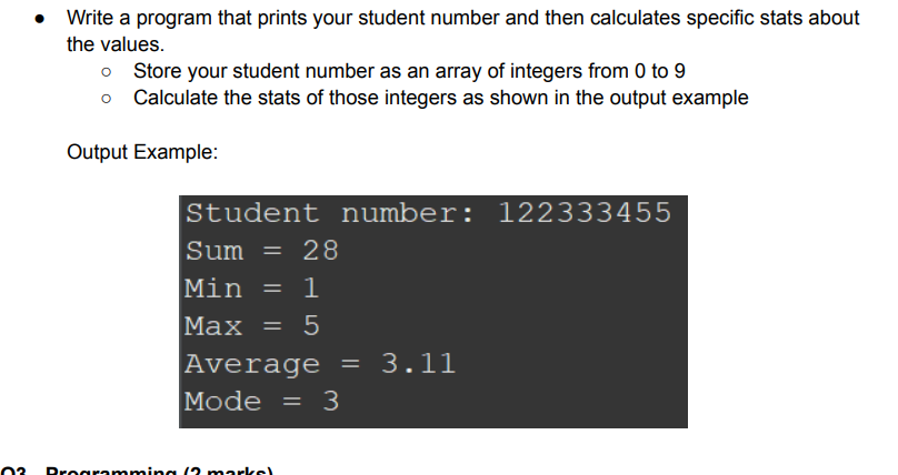  Write a java Write a program that prints your student number