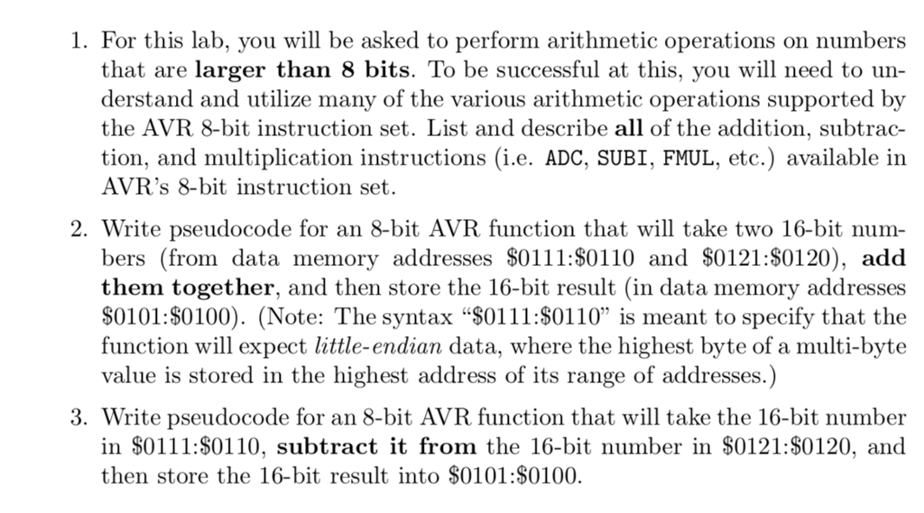  Computer Organization and Assembly Language Programming 1. For this lab, you