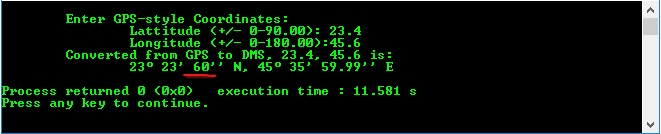 the minutes it needs to display 60 instead of 60.00. This error