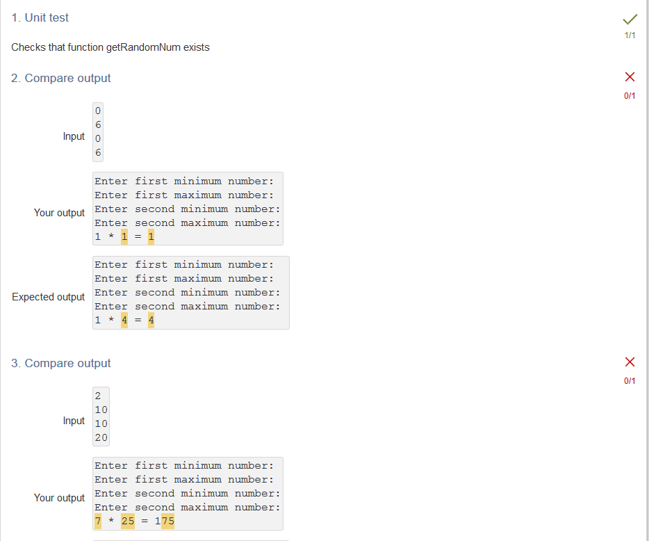 min and a max integer. The function returns an integer which is
