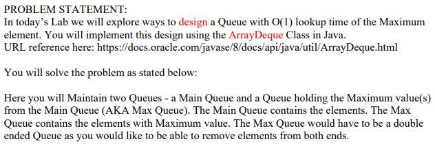 Java Time Complexity of the Max Queue lookup: O(1) Space Complexity on