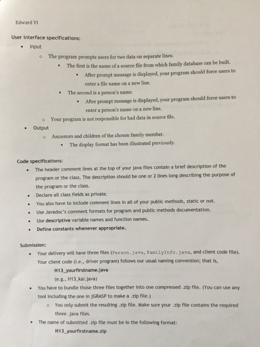 their matemal line, patemal line and children by building a family database.