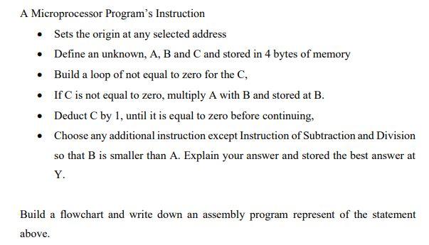  A Microprocessor Program's Instruction Sets the origin at any selected address
