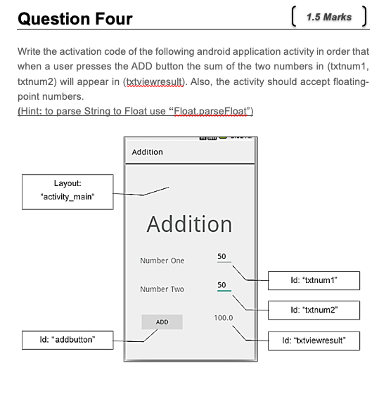  Question Four ( 1.5 Marks Write the activation code of the