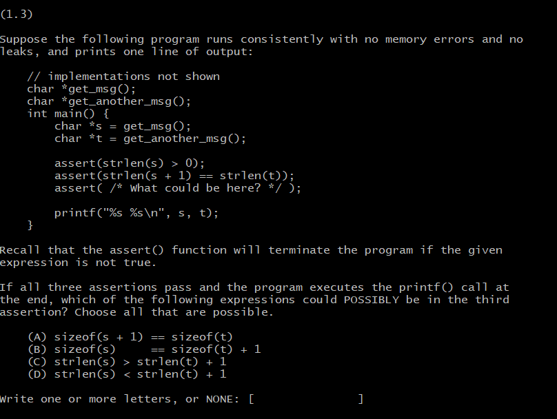 choose ALL that apply, or write "NONE" if none of the choices