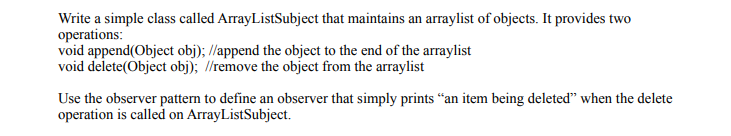 do the ff in java Write a simple class called ArrayListSubject that