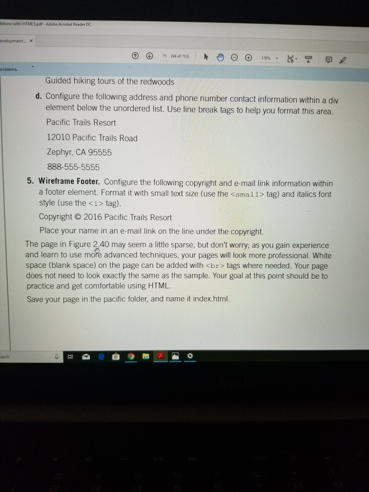 div footer You have three tasks in this cas'study: 1. Create a