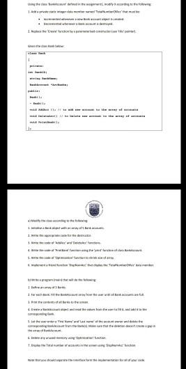  using c++ BankAccount.h #include using namespace std; class BankAccount { private: