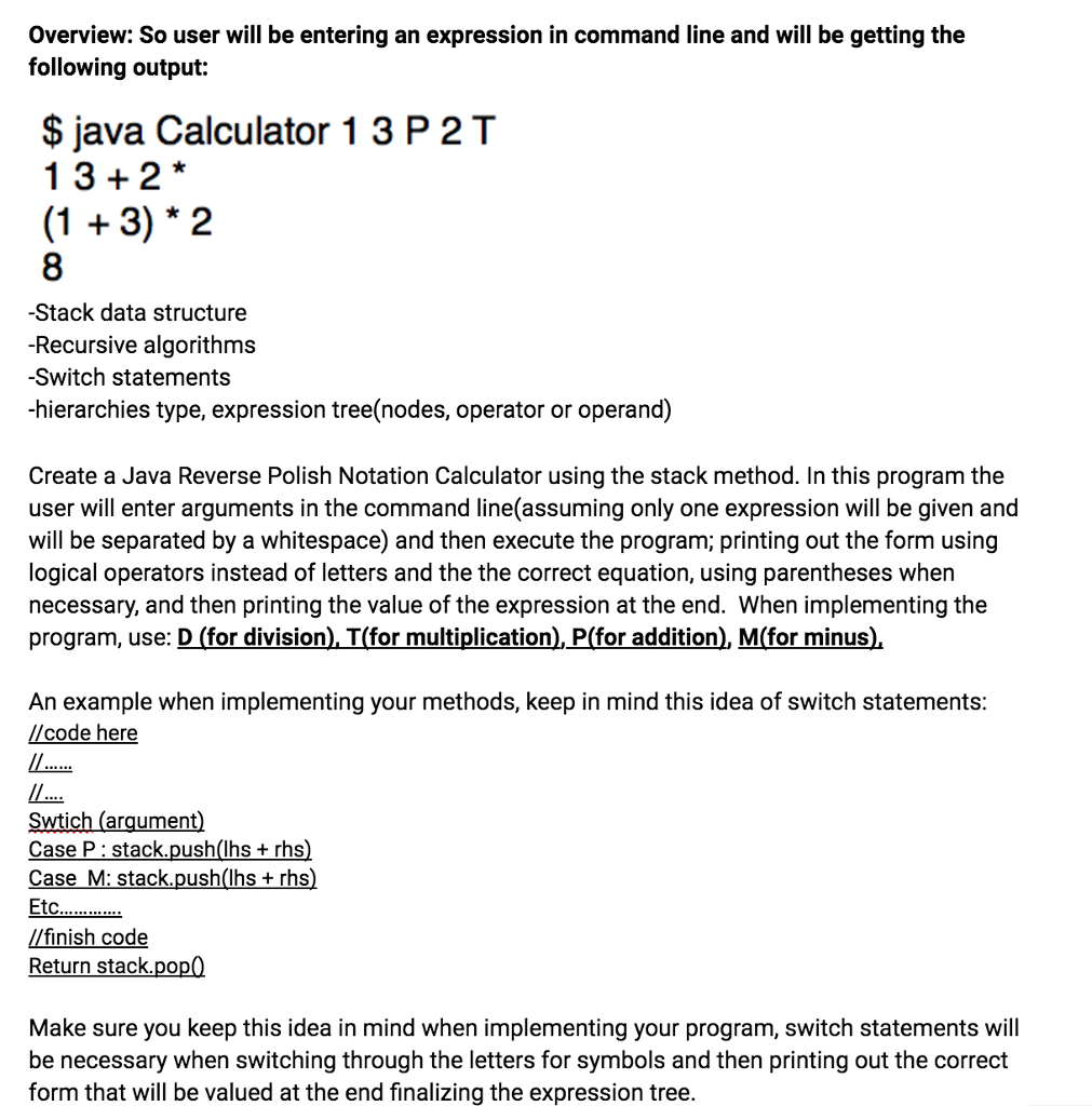 Java Programing Calulator for Reverse Pollish Notation. This program will conduct RPN