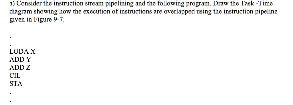 a) Consider the instruction stream pipelining and the following program. Draw