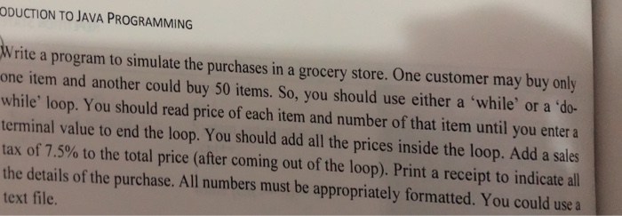  Java programming ODUCTION TO JAVA PROGRAMMING W rite a program to