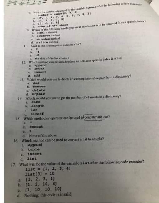 Please solve all of this questions pleas Python * Which liet