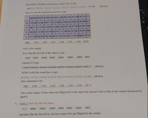 Round function. The S-bo support the avalanche criterion. In particular, flipping the