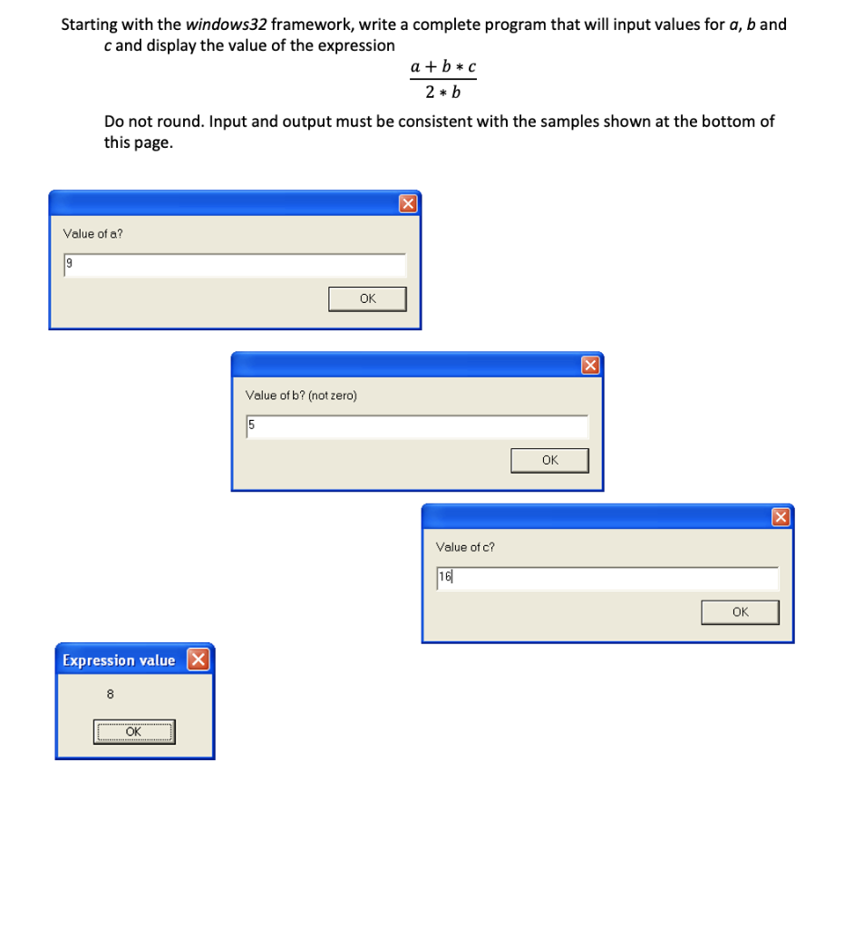 in x86 assembly program Starting with the windows 32 framework, write a