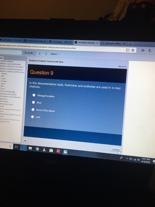  No nesalts Academic Integrity Tutorial with Qui Resources Module 1 Leaming