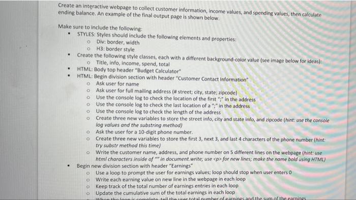 javascript html css - . O O Create an interactive webpage to
