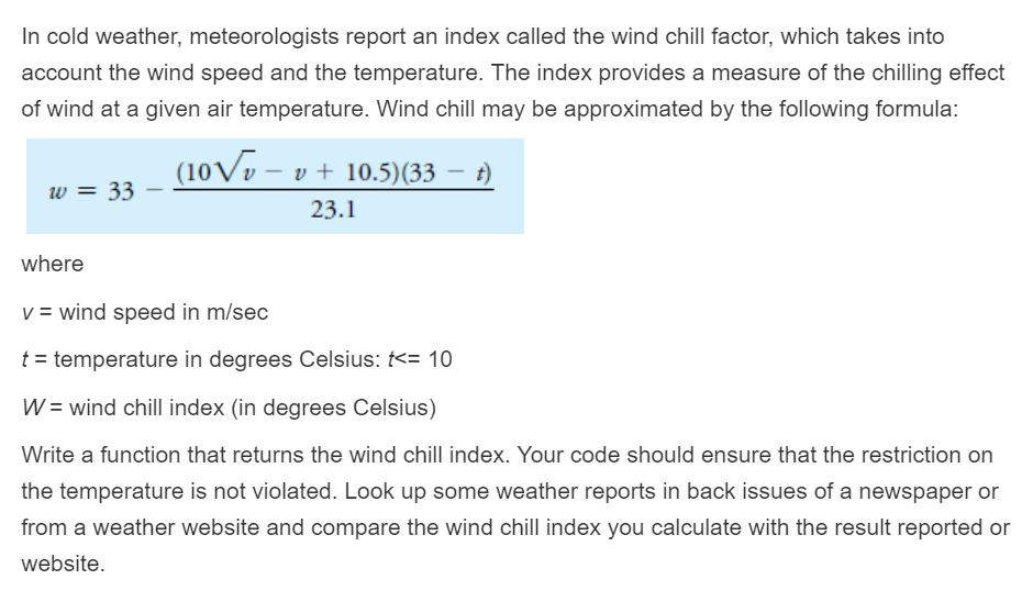  You are going to write the function that returns the wind