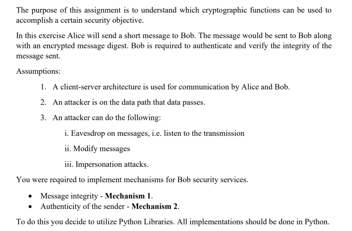 Needed in Python. The purpose of this assignment is to understand which